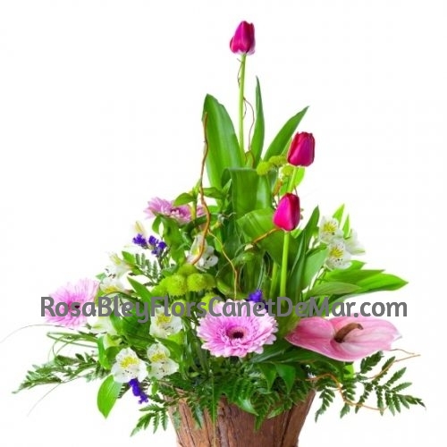 Cesta de Flores Rosadas