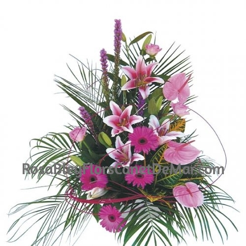 Centro de flores rosa