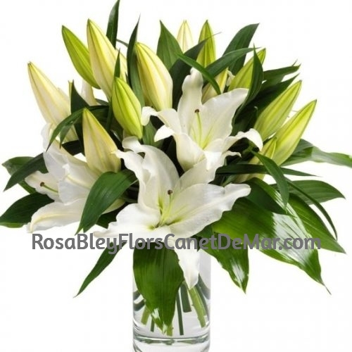 Jarrrón de cristal con liliums